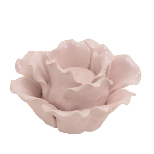 6" Pink Rose Shaped Tealight Holder