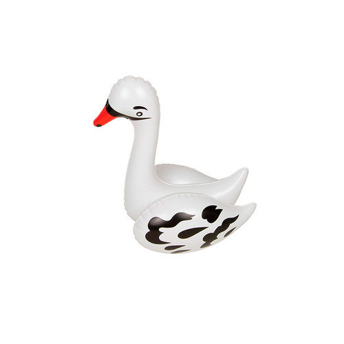 Inflatable White and Black Small Swan Swimming Pool and Spa Toy Accessory, 11-Inch