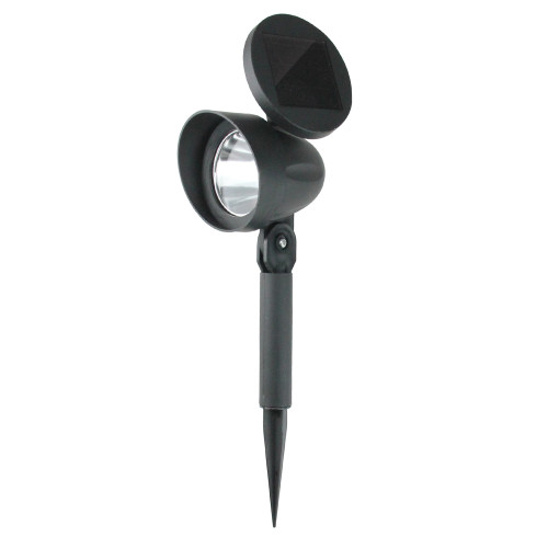 9.5" Black Spot Light Solar Lamp with White LED Light and Lawn Stake