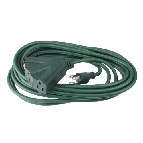 25' Stanley Green 3-Prong Outdoor Power Cord with 3-Outlet Block