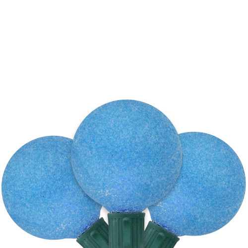 10 Battery Operated Blue LED G50 Mini Christmas Lights - 9 ft Green Wire