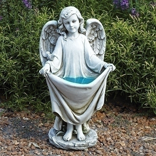 18.5" Joseph's Studio LED Solar Powered Angel Holding Dress Outdoor Garden Statue