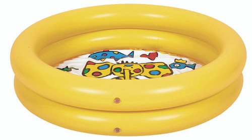 30" Bright Yellow Circular Two Ring Kiddie Swimming Pool
