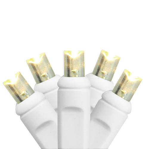 25ct Warm White LED Wide Angle Christmas Lights - 7.5 ft White Wire