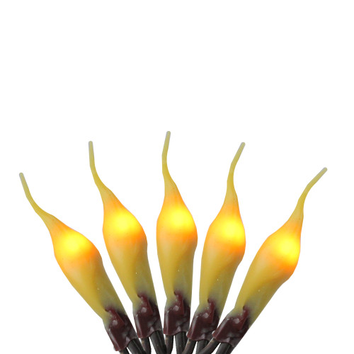 100-Count Amber Micro Flame Bulb Christmas Light Set, 18.75ft Brown Wire