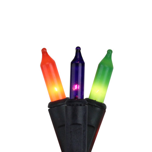 50-Count Purple and Green Mini Halloween Light Set, 15.25ft Black Wire
