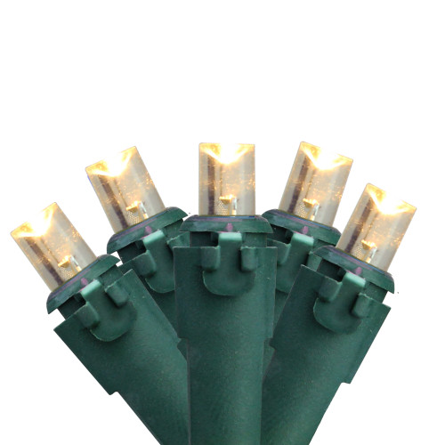 60 Warm White LED Wide Angle Twinkling Christmas Lights - Green Wire