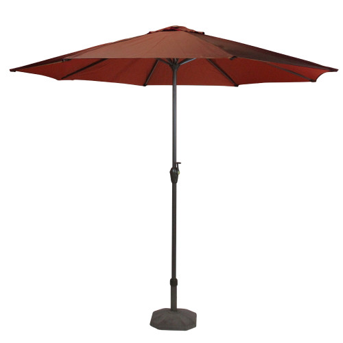 8ft Outdoor Patio Market Umbrella with Hand Crank and Tilt - Brown and Rust Red