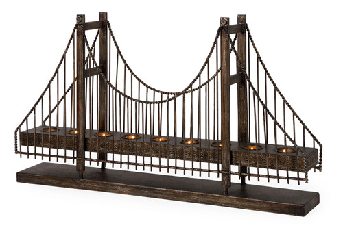 30.5" Brown Contemporary Bridge Table Top Candle Holder