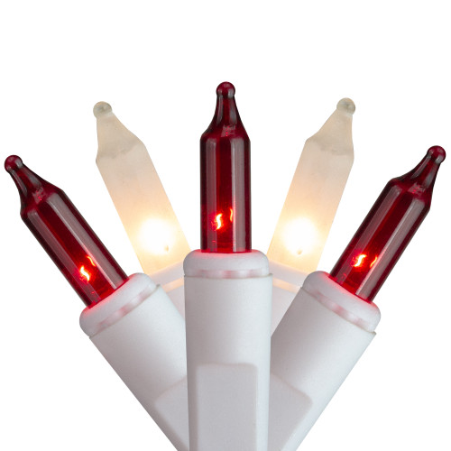 Set of 50 Red and Frosted Clear Mini Window Icicle Christmas Lights - 2.6 ft White Wire