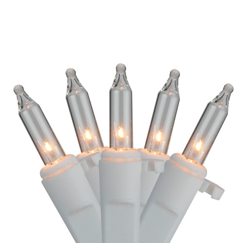50 Clear Mini Window Curtain Christmas Icicle Lights - 2.6 ft White Wire