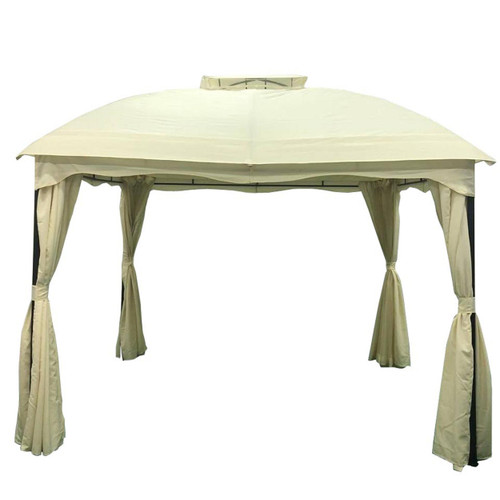 142" Cream and Gray Contemporary Solid Outdoor Patio Gazebo