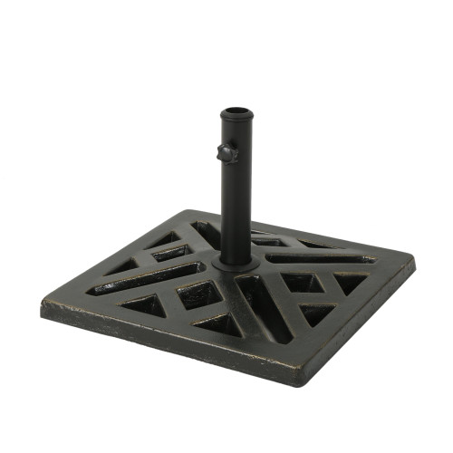 17.5" Charcoal Black and Bronze Contemporary Square Patio Umbrella Holder