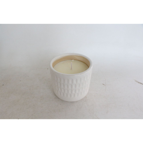 5" Solid White Hammered Ceramic Bowl Scented Candle