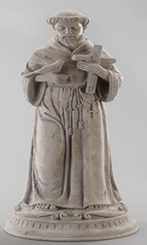 9" x 9" St. Francis of Assisi with Bird Religious Spring Outdoor Garden Statue