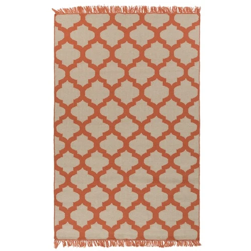 3.5' x 5.5' Imperial Fashions Orange and Beige Hand Woven Outdoor Area Throw Rug