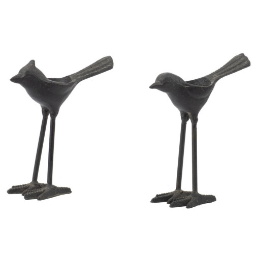 Set of 2 Black Vintage Iron Bird Tealight Holder 6.25"