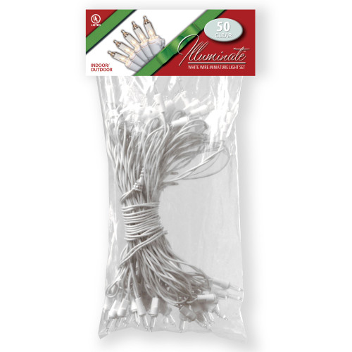 50 Clear Bulb Outdoor Illuminate Light Set - White Wire