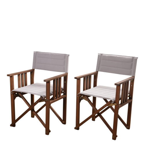 2-Piece Brown and White Director Panama Outdoor Patio Chair Set 34"