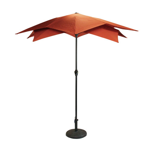 6.5' Outdoor Patio Lotus Umbrella with Hand Crank, Terracotta