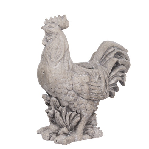 17" Magnesium and Fiber Gray Colored Rooster Outdoor Planter