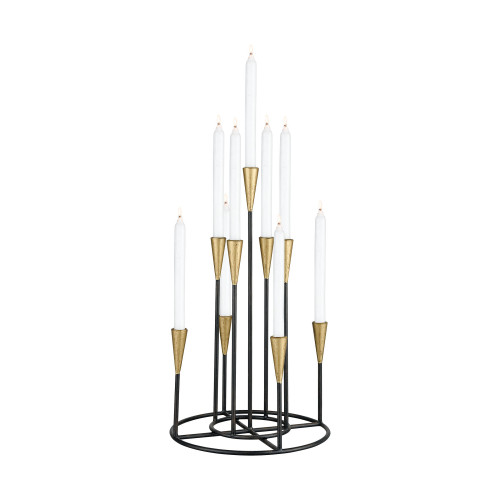 20" Black and Gold Vigil Metal Candle Holder