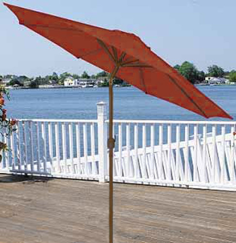 8' Outdoor Patio Market Umbrella with Hand Crank and Tilt - Terra Cotta & Brown