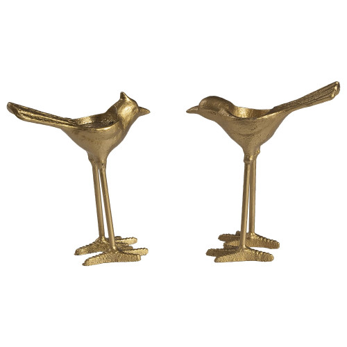Set of 2 Gold Vintage Iron Bird Tealight Holders 6.75"