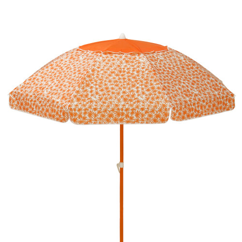6.25' White and Orange Flowers Deluxe Beach Umbrella