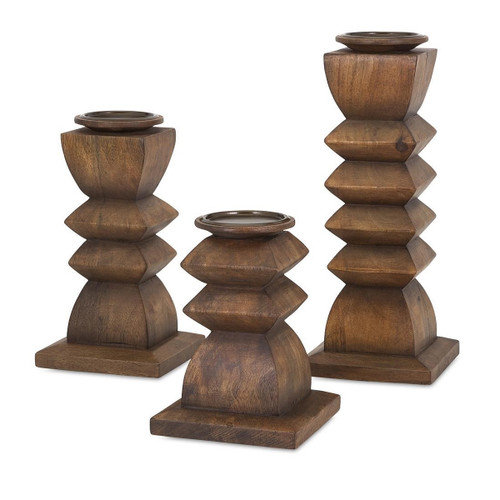 Set of 3 Rileah Contemporary Decorative Pillar Candleholders