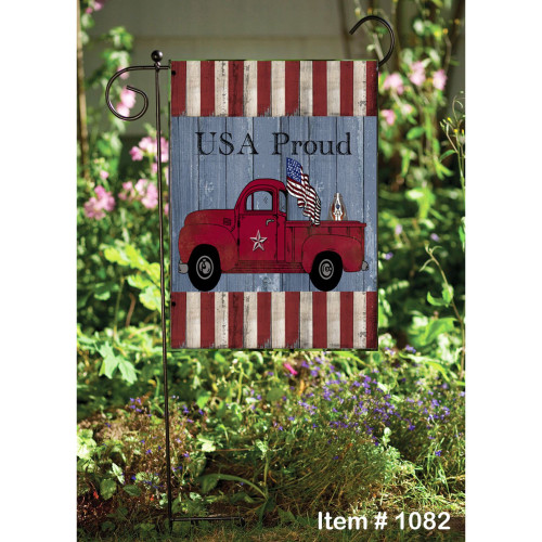 USA Proud Red Truck Rectangular Garden Flag 18" x 12"