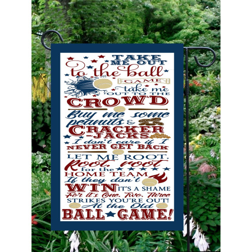 Red, Blue, and White "Take Me Out To The Ball Game" Outdoor Garden Flags 18" x 12"
