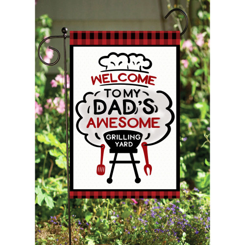 Black and Red "Dad's Awesome Grilling" Rectangular Garden Flag 18" x 12"