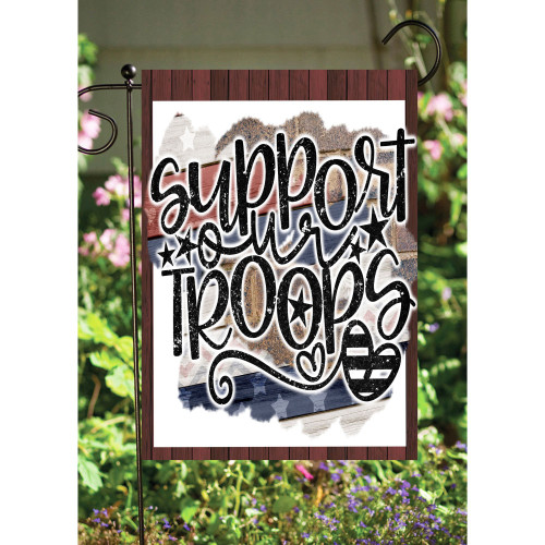 Black and Blue Support the Troops Rectangular Garden Flag 18" x 12"