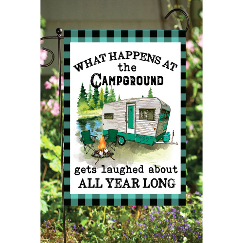 Green and White Campground Outdoor Garden Flags 18" x 12"