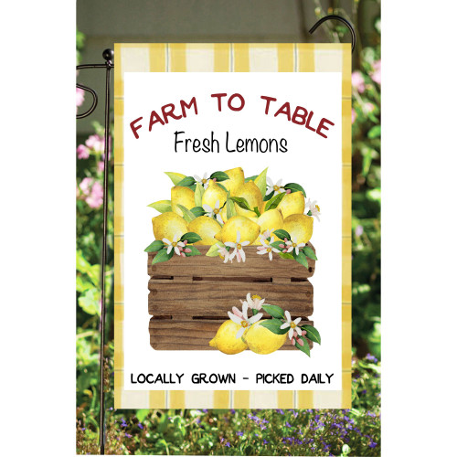 Yellow, White, and Green "Farm To Table Fresh Lemons" Outdoor Garden Flags 18" x 12"