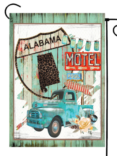 Vibrant and Rustic "Alabama Blue Truck" Decorative Rectangular Garden Flag 18" x 12"