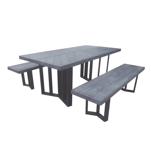3-Piece Gray Contemporary Textured Outdoor Furniture Patio Picnic Set