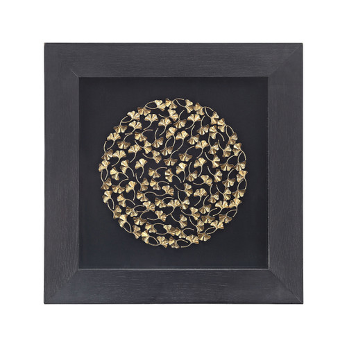 24" Black and Gold Stylish Maidenhair Square Wall Decor Shadow Box