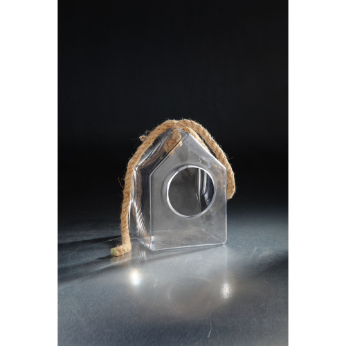 9" Clear Solid Hand Blown Glass Hanging Tea Light Holder