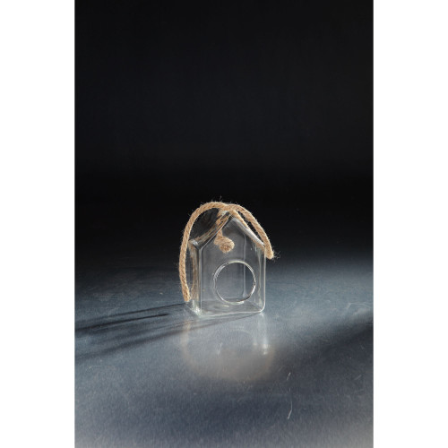 5.5" Clear Solid Hand Blown Glass Hanging Tea Light Holder