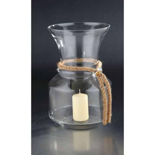 14.5" Clear Round Hand Blown Glass Candle Holder