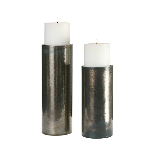 Set of 2 Amala Iridescent Candleholders 14"