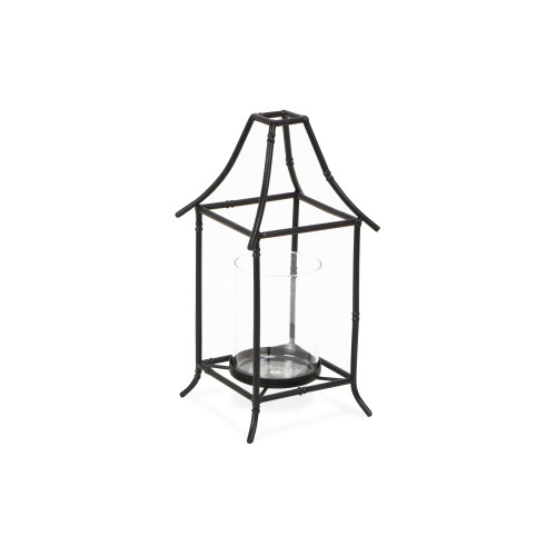 12.25" Black and Clear Bamboo Style Candle Holder