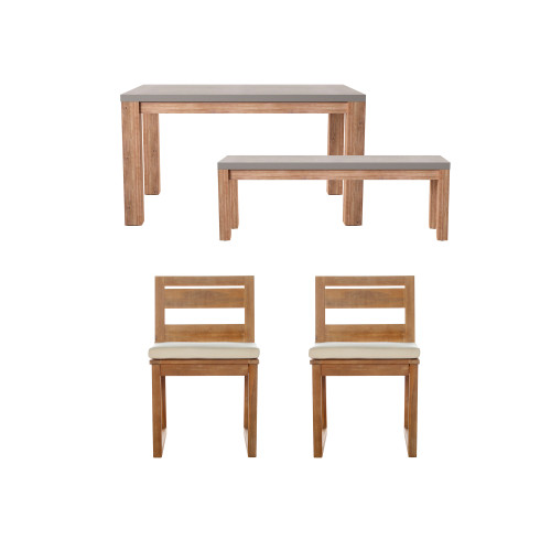 Set of 4 Brown and Fossil Gray Sarsden Cement Dining Collection, 54.25"