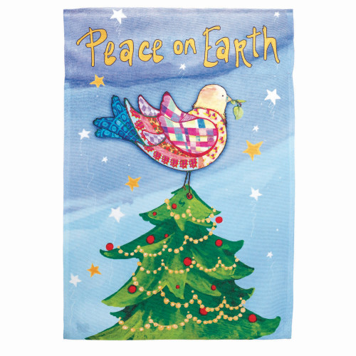 Blue and Green Dove "Peace On Earth" Printed Outdoor Garden Flag 18" x 13"