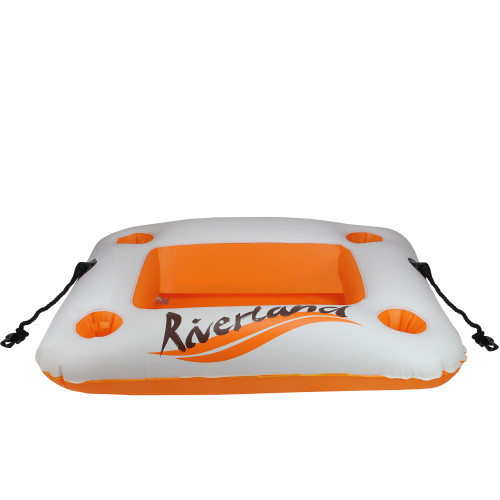 29" Inflatable Orange and White Cooler Riverland and Beverage Holder
