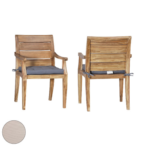 2-Count Cream Comfortable Handmade Outdoor Cushions for Teak Club Arm Chairs