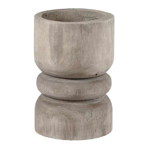 4.5" x 7.5" Gray Double Purpose Rustic Pillar Holder