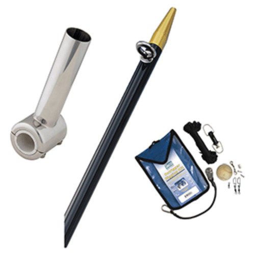 73" Black and Gold Contemporary Outdoor Clamp-on Center Rigger Kit with Pole